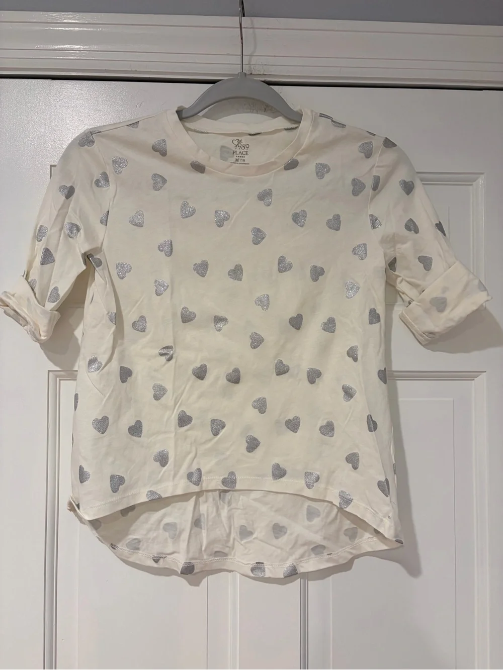 The Children's Place Cream Long-Sleeve Top with Silver Hearts